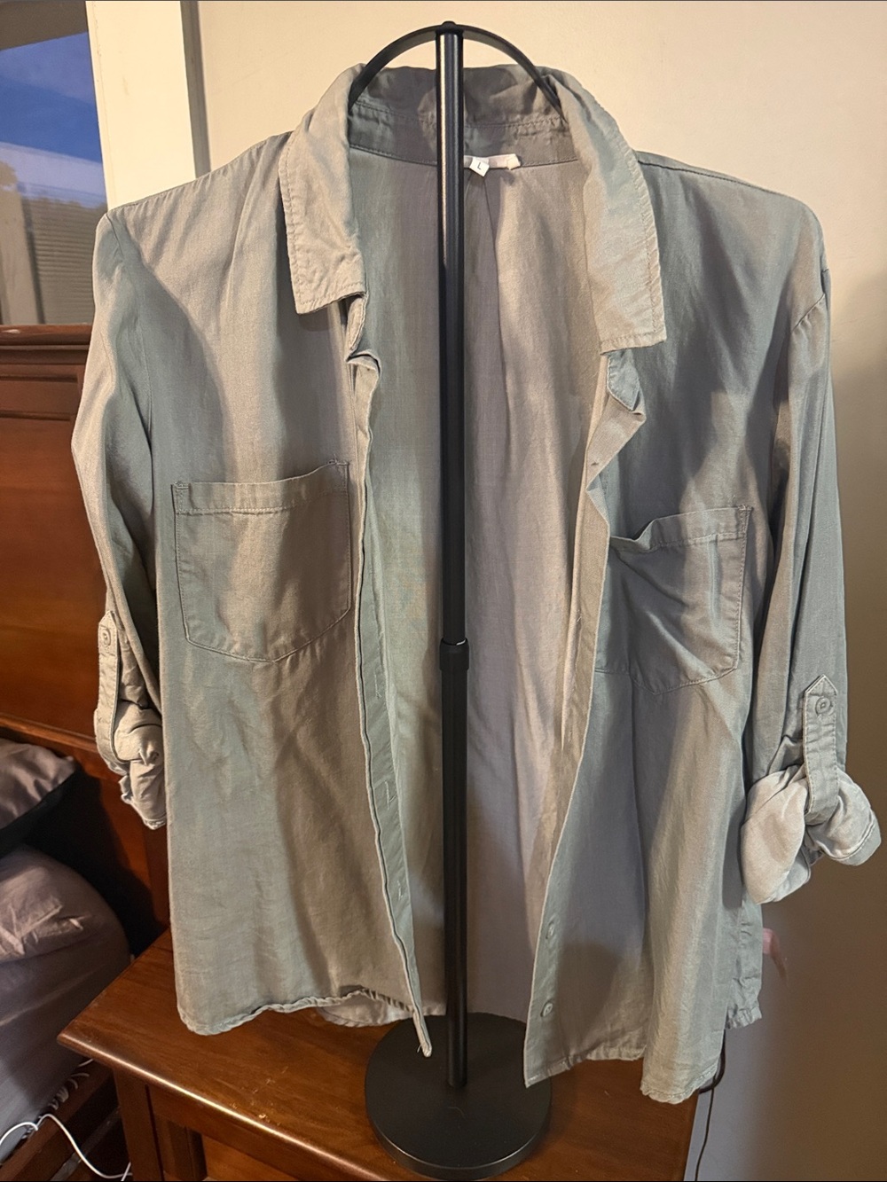 Maurices Sage Green Button-Front Shirt Jacket